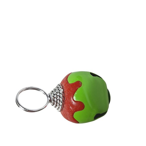 Vintage Style Bell Christmas Keychain Holiday Charm Red & Green Accent - Picture 2 of 5